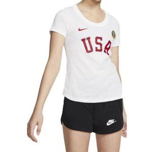 Nike Youth Girls'‎ Sportswear Olympics USA T-Shirt XS White CZ1244 NWD